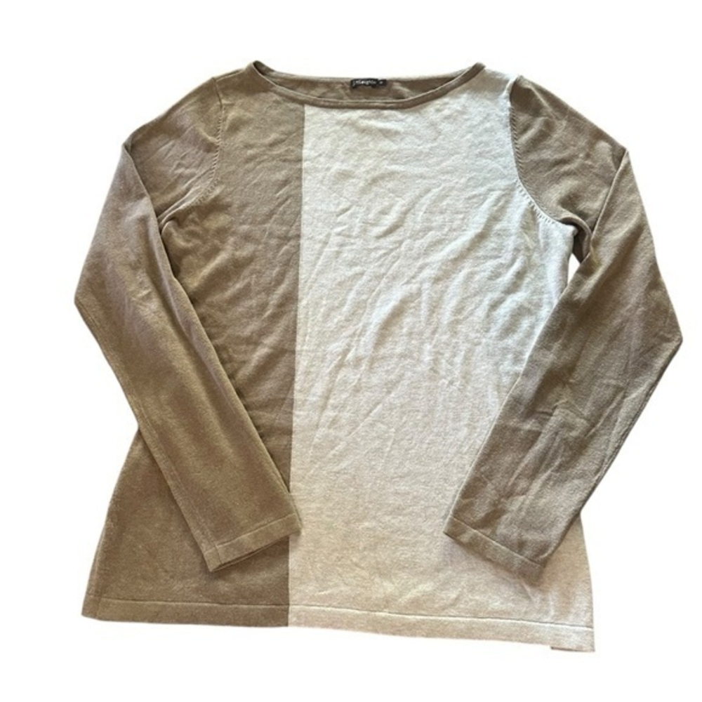 J. McLaughlin Long Sleeve Color Block Pullover Sweater - Womens Size medium Tan